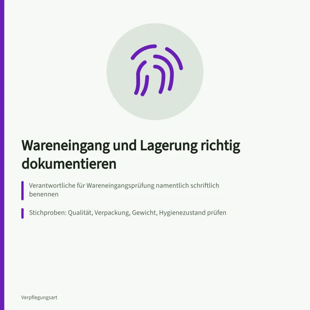 Checkliste zur Wareneingangskontrolle und Lagerung in Großküchen. Wareneingang und Lagerung in Großküchen dokumentieren